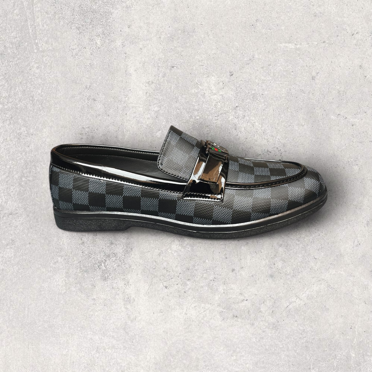 Royal Black Check Loafer-FF-2043